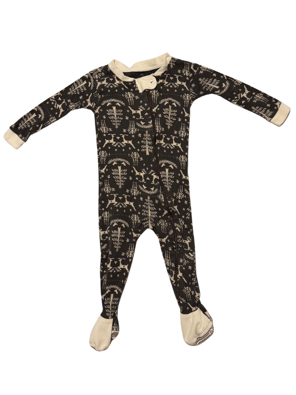 Burt's Bees Baby Organic Winter Botanical AOP Footie Pajamas Black 6-9M